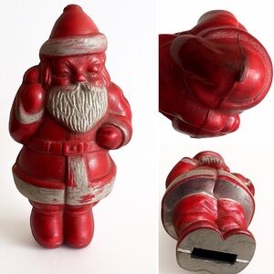 Vintage Santa Clause bank. Hard plastic, red, white & silver Holiday Christmas
